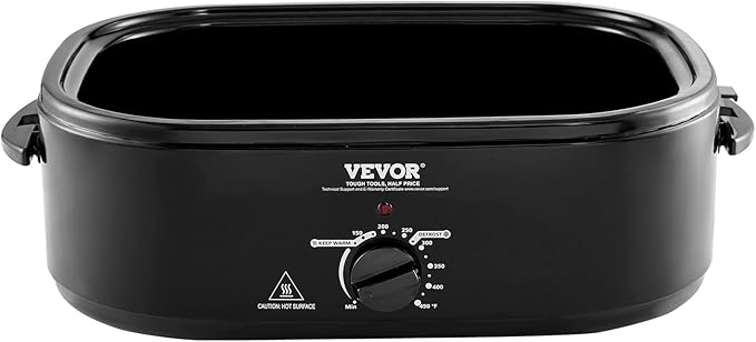 VEVOR Electric Roaster Oven, 20 QT Turkey Roaster with Self-Basting Lid, 1450W Roaster with Defrost & Warm Function, Adjustable Temperature, Removable Pan & Rack, Fits Turkeys Up to 24LBS