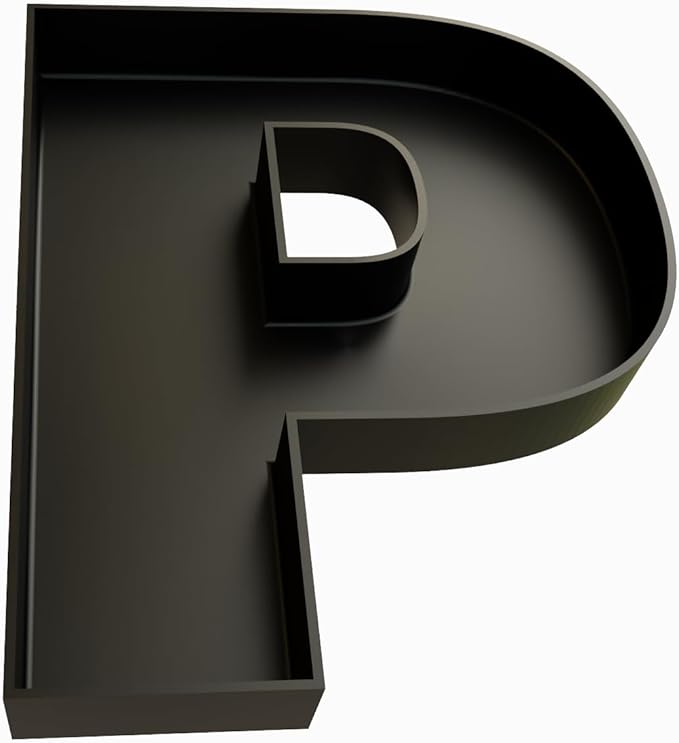 Hard Plastic Reusable Fillable Letters Numbers Serving Trays for Party Decoration (P, Black)