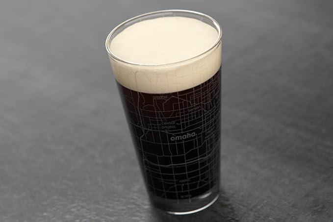 Well Told Engraved Omaha Nebraska Map Pint Glass, Etched Beer Gift (16 oz, Clear) City Map Pint, Custom City Glassware, Gifts For Beer Lovers