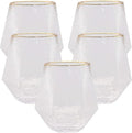 Oojami 40 count Diamond Unbreakable Stemless Plastic Wine Champagne Whiskey Glasses Elegant Durable Disposable Indoor Outdoor Ideal for Home, Office, Bars, Wedding, 12 Ounce Cups (Hammered Gold Rim)