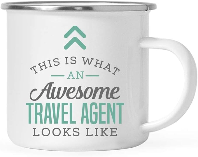 Andaz Press 11oz. Stainless Steel Campfire Coffee Mug Gift, Awesome Travel Agent Mug, 1-Pack, Birthday & Christmas Ideas