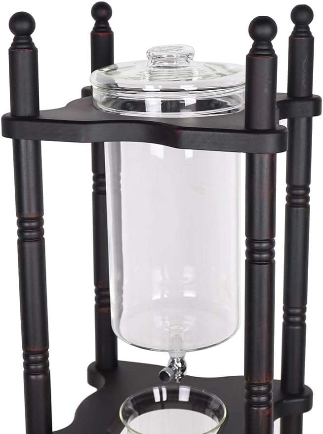 Ice Drip Coffee Maker Cold Brew Coffee Tower 67.6oz 25 Cups Slow Drip Japanese Cold Brew Maker (Black)