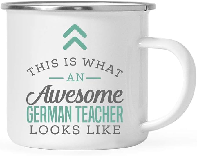 Andaz Press 11oz. Stainless Steel Campfire Coffee Mug Gift, This is What an Awesome German Teacher Looks Like, 1-Pack, Birthday Gift Ideas Coworker Him Her, Includes Gift Box