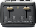 Beautiful 4 Slices Toaster - 7 Shade Settings, Touch Display, Extra-Wide Slots for Bagels, Gluten-Free & Frozen Presets, LED Countdown, Removable Crumb Tray, 1800-watt toasting (Oyster Gray)