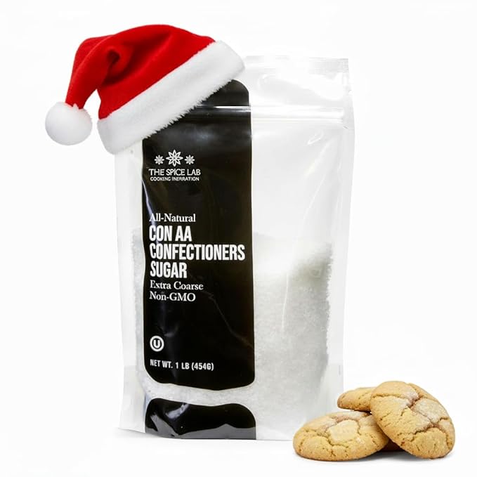 The Spice Lab Confectioners Sugar - White Extra Coarse Con AA Sugar Crystals for Baking and Cupcake Decorations - 1 Pound - Excellent for Decorating Cookies & Candy - Greatfor Bakeries