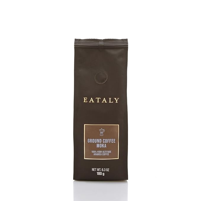 Eataly 100% High Altitude Arabica Macinato Moka Ground Coffee, 6.3 oz Bag, Pack of 1