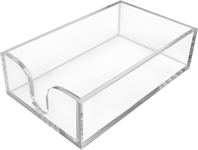 Acrylic Napkin Holder, Clear Rectangle Guest Towel Holder Tray for Bathroom, Kitchen, Office - 9x5.5x2.5in