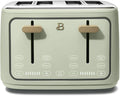 Beautiful 4 Slices Toaster - 7 Shade Settings, Touch Display, Extra-Wide Slots for Bagels, Gluten-Free & Frozen Presets, LED Countdown, Removable Crumb Tray, 1800-watt toasting (Sage Green)