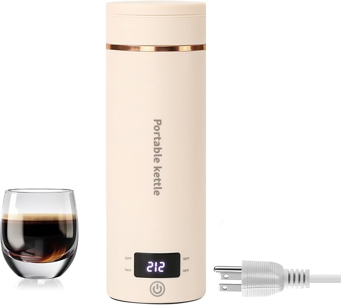 Portable Electric Kettle-400ML Mini/Small Travel waterc boiler with Temperature Control,LCD Display, Boil-Dry Protection,For brewing Tea, Coffee, Milk