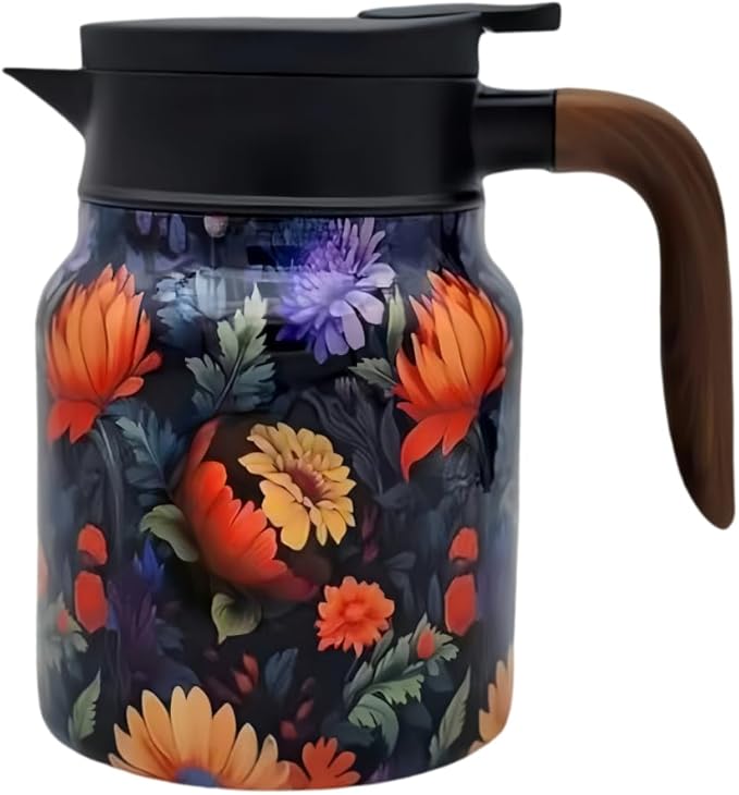 thermal teapot with infuser,Tea Pot with Infusers for Loose Tea,1000ML Thermal Teapot with Removable Infuser & Lid (A)