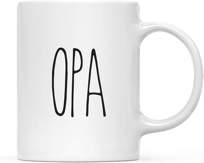 Andaz Press Simple Rustic Farmhouse Kitchen Decor 11oz. Ceramic Coffee Tea Mug Gift, Opa, 1-Pack, Birthday Christmas Gift Ideas for Family, Friends
