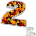 Hard Plastic Reusable Fillable Letters Numbers Serving Trays for Party Decoration (2, White)