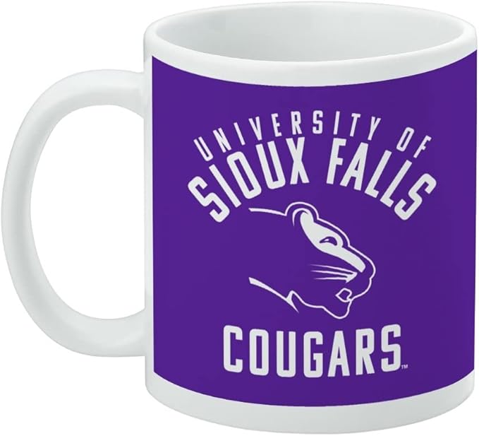 University of Sioux Falls Cougars Logo Ceramic Coffee Mug, Novelty Gift Mugs for Coffee, Tea and Hot Drinks, 11oz, White