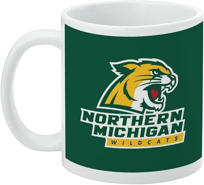 Northern Michigan Wildcats Logo Ceramic Coffee Mug, Novelty Gift Mugs for Coffee, Tea and Hot Drinks, 11oz, White