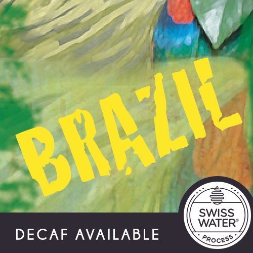Volcanica Brazil Decaf Coffee, Bracosta Estate, Whole Bean, Swiss Water Processed, Fresh Roasted, Kosher, 16-ounce