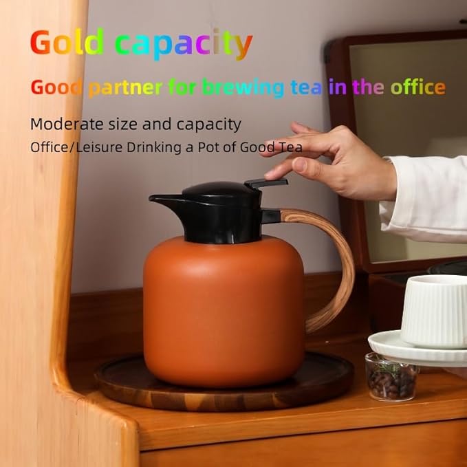 70oz constant temperature tea kettle, double-wall 304 stainless steel vacuum insulated tea kettle,ergonomic design, perfect for indoor and outdoor use (Noble Black)