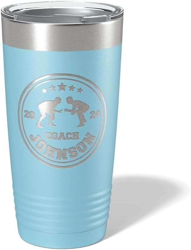 Wrestling Coach gifts, Tumbler, Coach tumbler, Wrestling gifts, Coach Beer glass, Coach gift, Wrestling Coach, Coach gifts, Wrestling Coach (Wrestling Circle, Sky Blue, 20oz Tumbler)