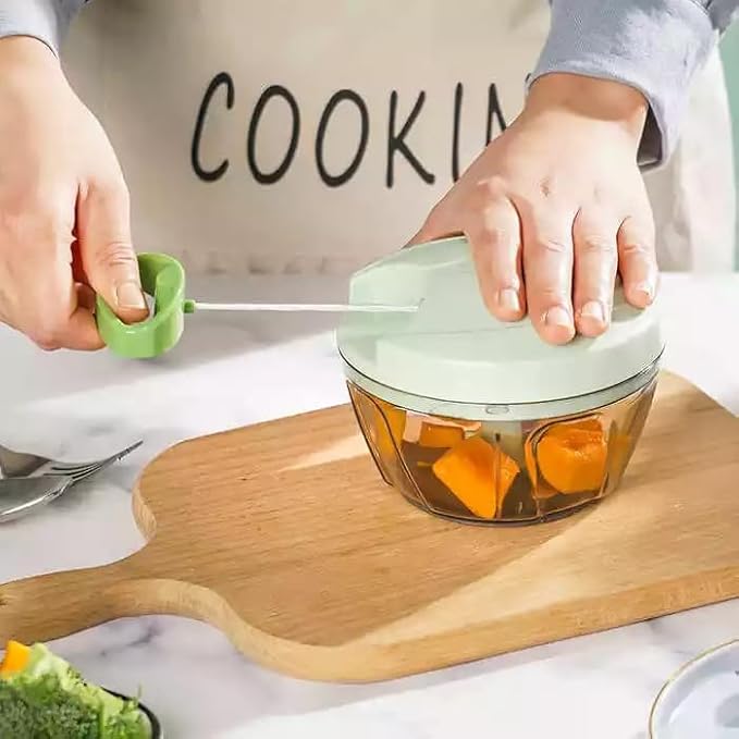 Manual Pull-Cord Vegetable Chopper – 2 Cup Mini Food Processor – Color Variations (Mint Green)