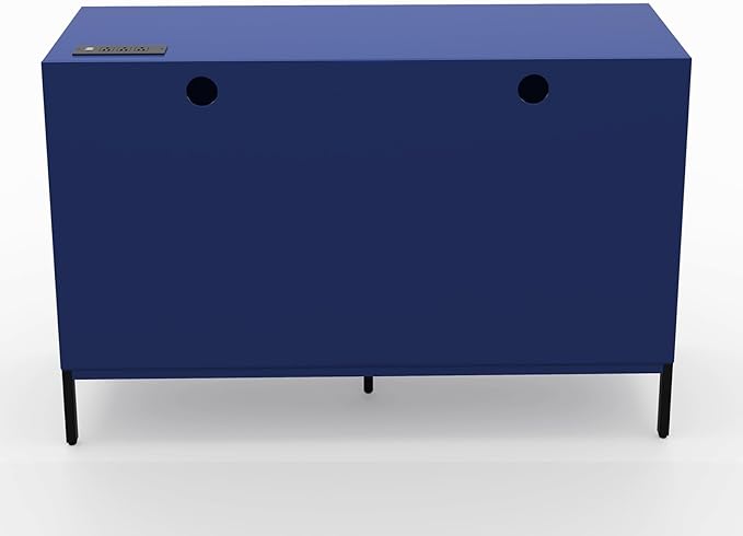 Sideboard Buffet Cabinet 47'' with Storage and Power Outlet, Modern Coffee Bar Accent Cabinet with 4 Doors and Adjustable Shelves, Console Table for Dining Room, Living Room, Kitchen, Navy Blue