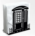 Telephone Booth Decorative Black Metal Napkin Holder for Table, 4.9" x 5.3" x 1.9" Phone Booth Standing Napkin Holder for Home Kitchen Restaurant Picnic Party Coffee Bar Dining Room