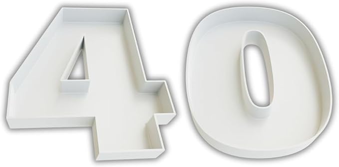 Hard Plastic Reusable Fillable Letters Numbers Serving Trays for Party Decoration (40, White)