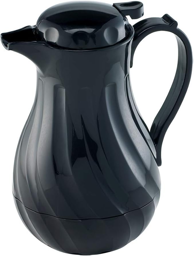 (64 oz) Beverage Server Eco-Plastic Carafe Swirl Double Wall Insulated Black