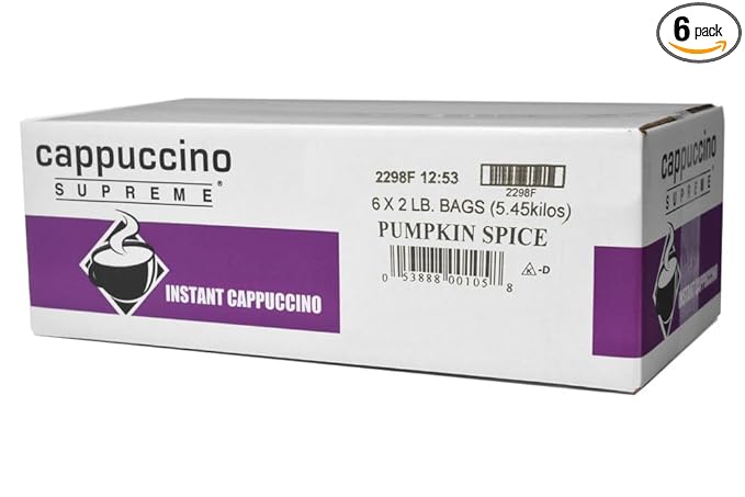Cappuccino Supreme 6 x 2 lb bags Pumpkin Spice Instant Cappuccino Mix