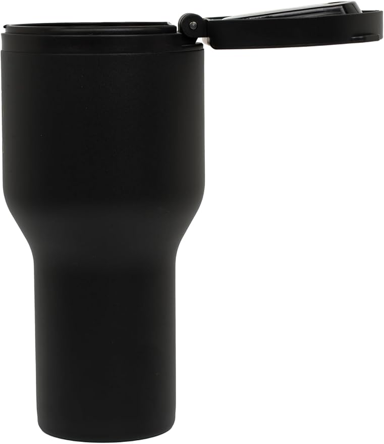 Insulated Travel Tumbler, Black, Stainless Steel with permanent Lid