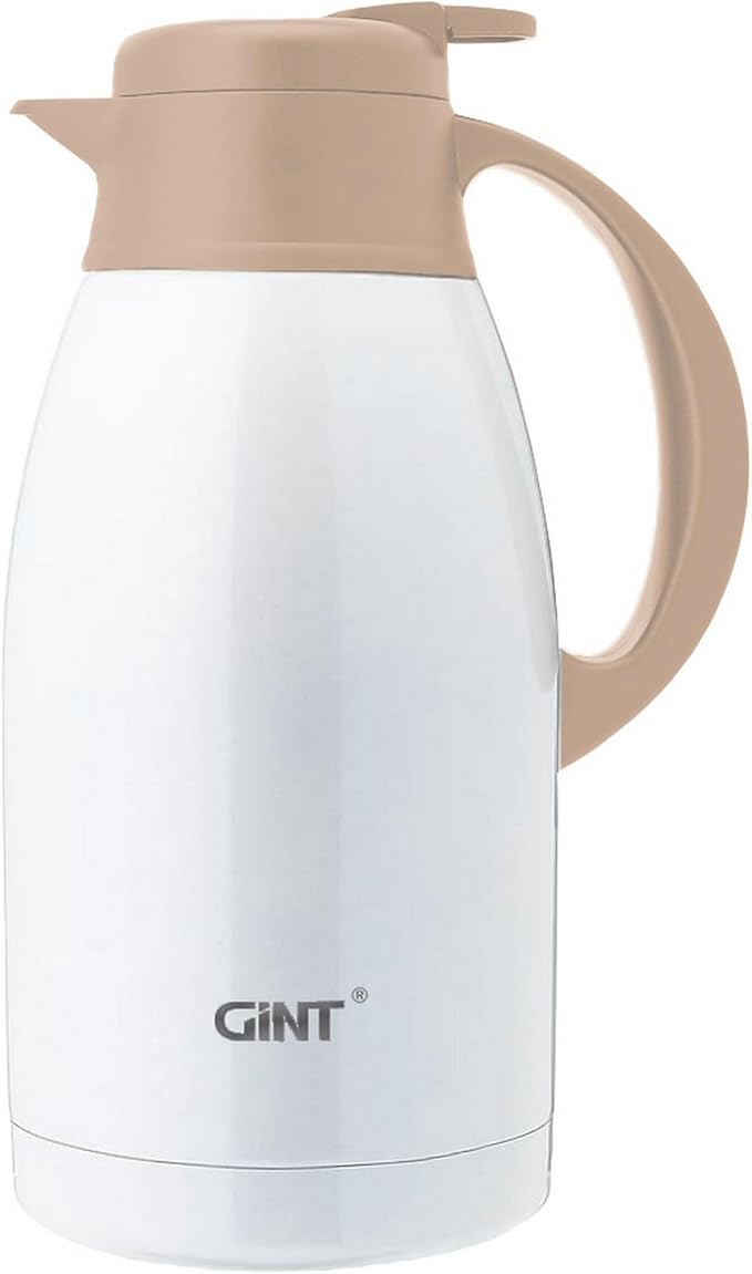 GiNT Stainless Steel Thermal Coffee Carafe, Double Walled Vacuum Thermal Carafe, Water and Beverage Dispenser,12 Hour Heat Retention，65 OZ /1.9 Liter White