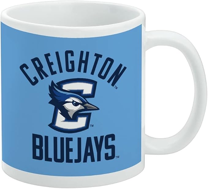 Creighton University Bluejays Ceramic Coffee Mug, Novelty Gift Mugs for Coffee, Tea and Hot Drinks, 11oz, White