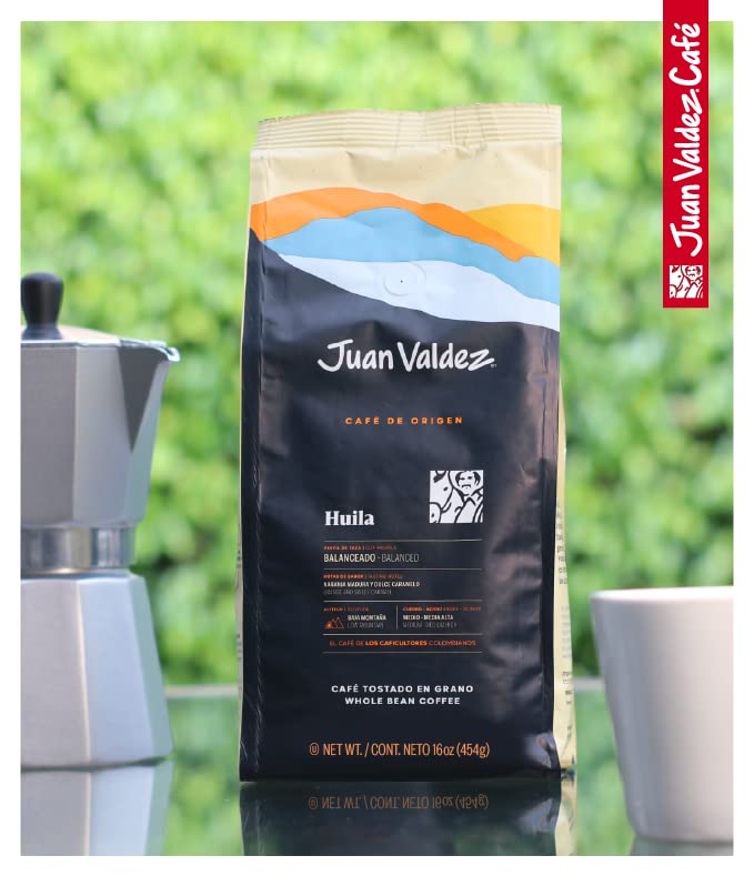 Juan Valdez Huila Whole Bean Coffee | 100% Colombian Coffee | Single Origin with Notes of Ripe Orange & Caramel | 16 oz / 454 gr