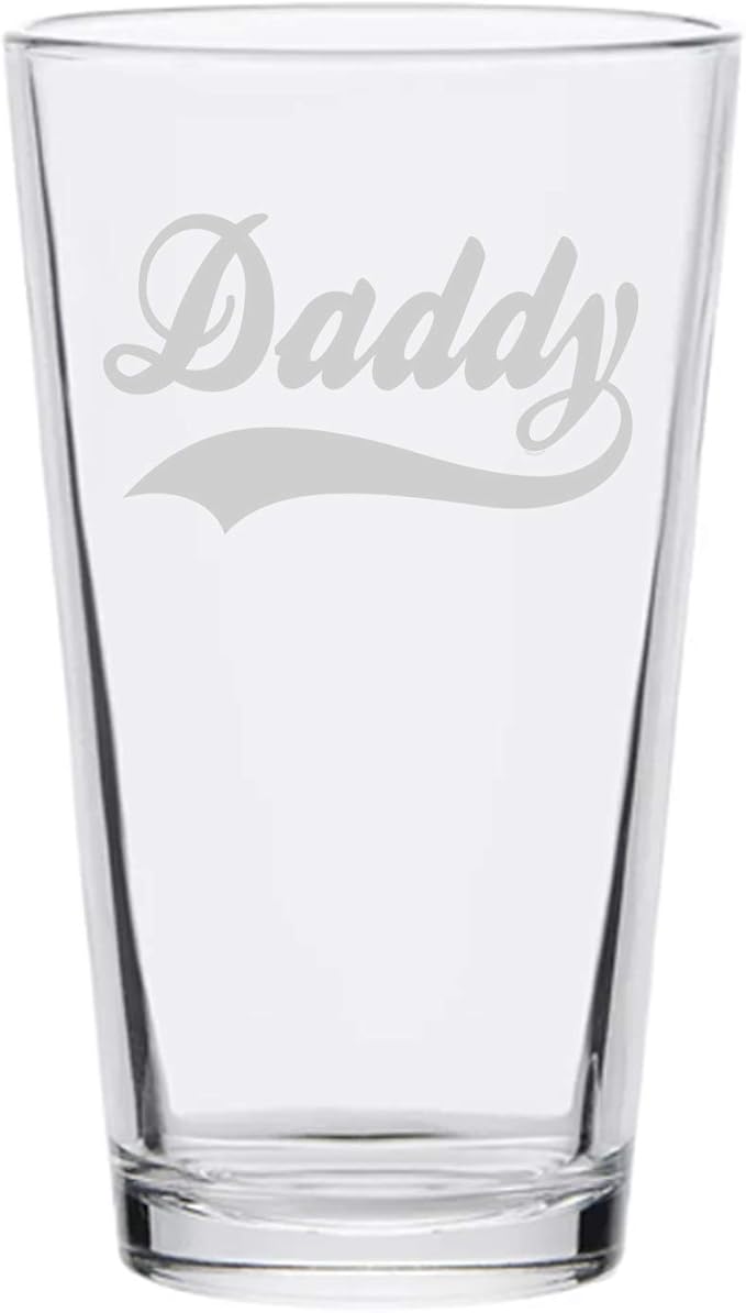 Veracco Daddy Funny Birthday Gift Fathers Day For Dad Grandpa Stepdad - Pint Beer Glass - (Clear, Glass)
