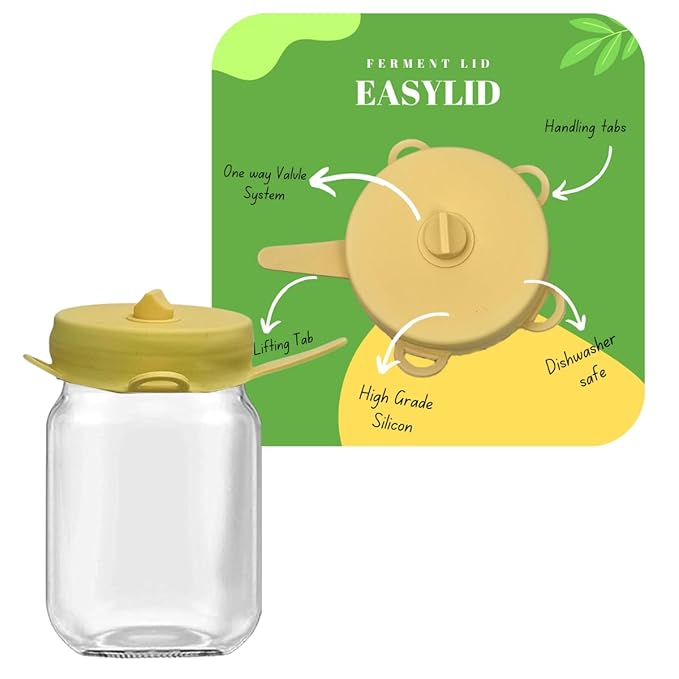 Original Live Milk Kefir Grains Starter Kit for Almond, Whole or Coconut Milk with Active Probiotic Cultures, Jar, Fermentation Lid, Spoon, Thermometer & Strainer by The Spirit Of The Forest