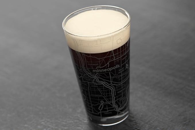 Well Told Engraved Minneapolis Minnesota Map Pint Glass, Etched Beer Gift (16 oz, Clear) City Map Pint, Custom City Glassware, Gifts For Beer Lovers