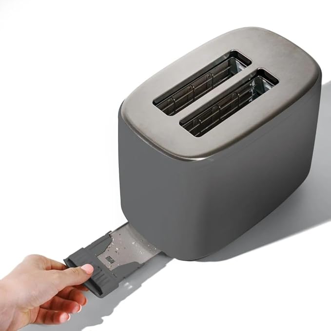 Beautiful by Drew Barrymore 2-Slice Toaster, Touch-Activated Display, 7 Shade Settings, Bagel/Frozen/Reheat Presets. (Oyster Gray)
