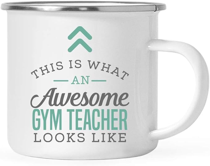 Andaz Press 11oz. Stainless Steel Campfire Coffee Mug, This is What an Awesome Gym Teacher Looks Like, 1-Pack, Birthday Gift Ideas Coworker Him Her, Includes Gift Box Gym Teacher Gifts