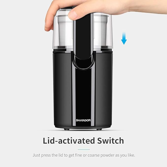 SHARDOR Coffee Grinder Electric, Spice, Herb, Grinder for Coffee Bean Spices and Seeds with 2 Removable Stainless Steel Bowls, Black