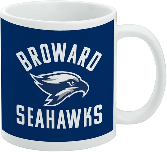 Broward College Seahawks Logo Ceramic Coffee Mug, Novelty Gift Mugs for Coffee, Tea and Hot Drinks, 11oz, White