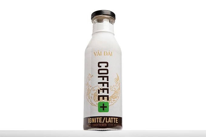 Vai Dai Coffee Latte 12-pack, Lightly Sweetened, Ready-to-Drink, Functional, Adaptogens & Nootropics for Energy, Focus & Mental Clarity, with Lion’s Mane, Ashwagandha, Mushrooms & Cordyceps, Gluten-Free, Non-GMO. VaiDai