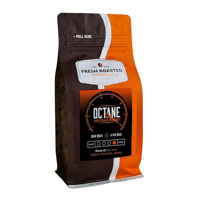 Fresh Roasted Coffee, Octane, 12 oz, Dark Roast, Kosher, Ground