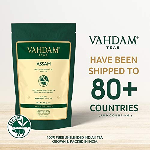 Vahdam Premium CTC Assam Black & English Breakfast Tea - Strong, Full-Bodied, Bold & Delicious | Perfect for Kombucha, Indian, Iced & Irish Breakfast (Assam CTC, Bulk Pack 226g)