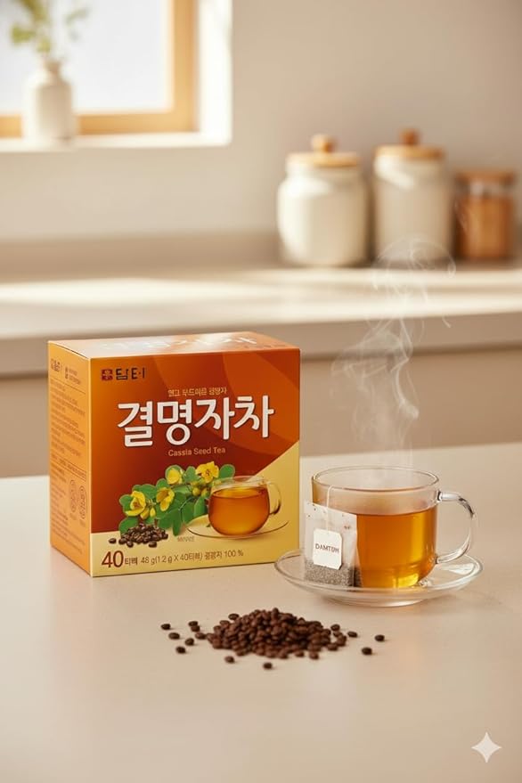 Damtuh Cassia Seed Tea – Traditional Korean Herbal Tea, Smooth & Caffeine-Free, 40 Tea Bags (1.2g each)