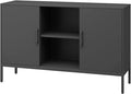 Metal Storage Cabinet,Metal Black TV Stand,Coffee Bar Buffet Cabinet Kitchen Sideboard Storage with Adjustable Shelves for Living Room Bedroom