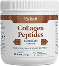Pattern Wellness Collagen Peptides Powder (Type I & III) - Hair, Nails, Skin & Joint Support - Grass Fed & Pasture-Raised - Hydrolyzed, Non-GMO, Dairy Free, & Keto-Friendly - Chocolate (13 Oz)