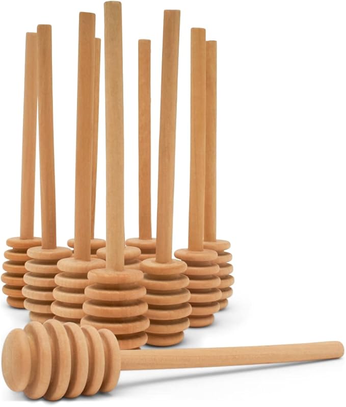 Wooden Honey Dipper Sticks, Honey Comb Wand Stirrers for Tea, Honeycomb Dripper Stir Spoons, Wood Dabber Combs Drizzler Sticks for Cake Pops, 6" Charcuterie Drizzle Dippers Pack of 6 by Woodpeckers