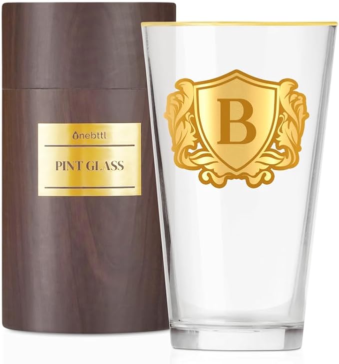 Onebttl Personalized Pint Glass for Men, Custom Alcohol Gifts for Beer Lovers, Unique Birthday, Christmas Gifts for Him, Dad, Husband, Boyfriend, B