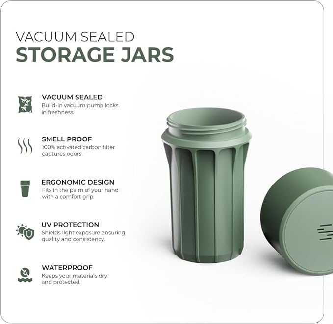 Staze Preserve Vacuum Sealed Storage Jars (148ml) | Patented Smell Proof Containers | Herb Storage & Food Storage Container with Protection - (AUTUMN TRIO)
