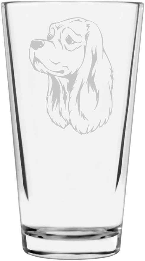 Cocker Spaniel (American) Dog Themed Etched All Purpose 16oz Pint Glass