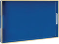 MAONAME Navy Blue Serving Tray with Handles, Modern Decorative Tray for Coffee Table, Plastic Rectangular Tray for Ottoman, Bathroom, Decor, 15.8” x 10.2” x1.4