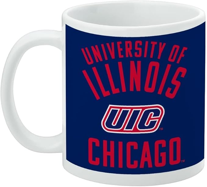 UIC Flames Ceramic Coffee Mug, Novelty Gift Mugs for Coffee, Tea and Hot Drinks, 11oz, White